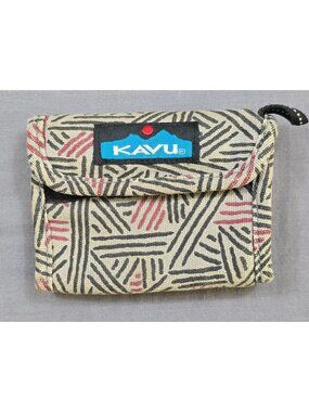Kavu Canvas Wallet With Tribal Print & Organizer Pockets Small Size Tri Fold